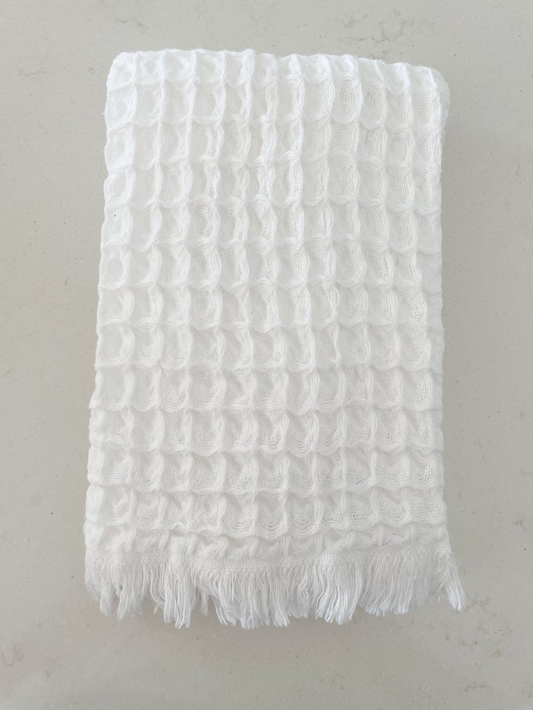 Turkish Cotton Waffle Hand Towel - Set Of 2 - White