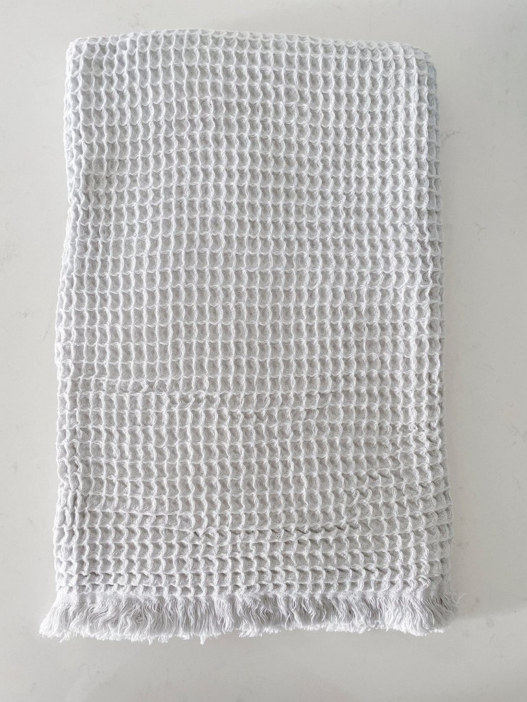 Turkish Cotton Waffle Throw Blanket - Soft Grey