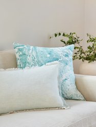 Turquoise Marbled Linen Pillow