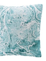 Turquoise Marbled Linen Pillow