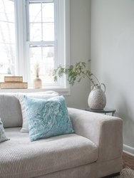 Turquoise Marbled Linen Pillow