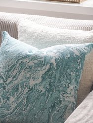 Turquoise Marbled Linen Pillow