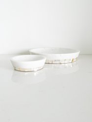 White Marble Bowl With Mother Of Pearl Inlay