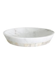 White Marble Bowl With Mother Of Pearl Inlay