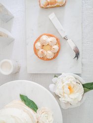 White Marble Cake Stand With Mother Of Pearl Inlay