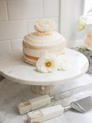 White Marble Cake Stand With Mother Of Pearl Inlay