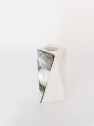 White Marble Grey Mother Of Pearl Candle Holders