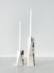 White Marble Grey Mother Of Pearl Candle Holders