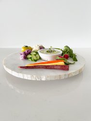 White Marble Lazy Susan With Mother Of Pearl Inlay