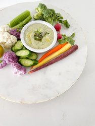 White Marble Lazy Susan With Mother Of Pearl Inlay