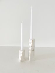 White Marble Mother of Pearl Candle Holders