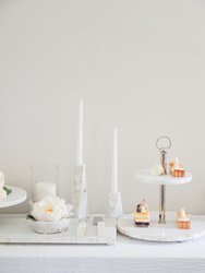 White Marble Mother of Pearl Candle Holders