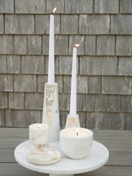 White Marble Mother of Pearl Candle Holders