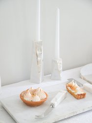 White Marble Mother of Pearl Candle Holders