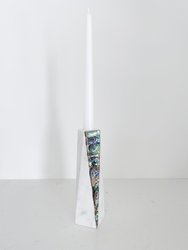 White Marble Rainbow Mother Of Pearl Candle Holder
