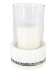 White Marble Rainbow Pearl Hurricane Candle Holder