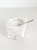 White Marble Salt Cellar With Spoon And Mother Of Pearl Inlay