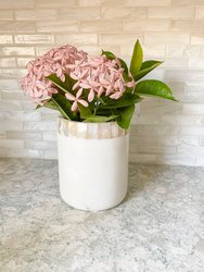 White Marble Utensil Holder With Mother Of Pearl Inlay