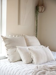 White With Beige Stripes Linen Pillow