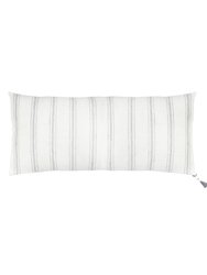 White With Grey Stripes Linen Pillow 13 x 30 - White