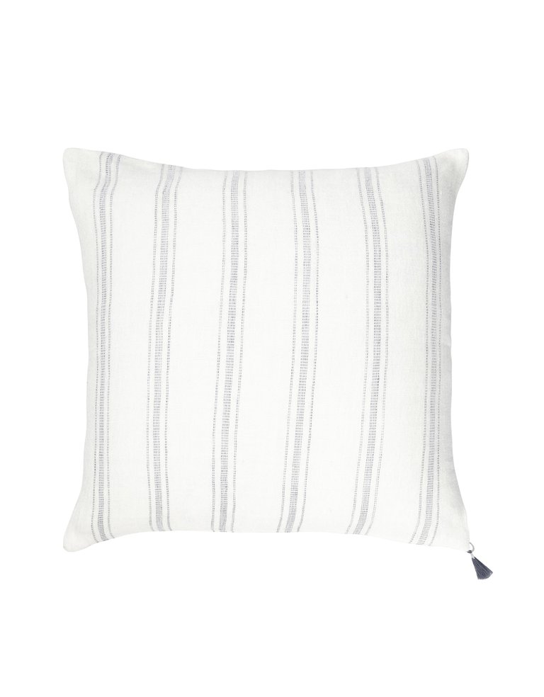 White With Grey Stripes Linen Pillow - White With Grey Stripes