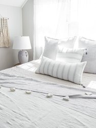 White With Grey Stripes Linen Pillow