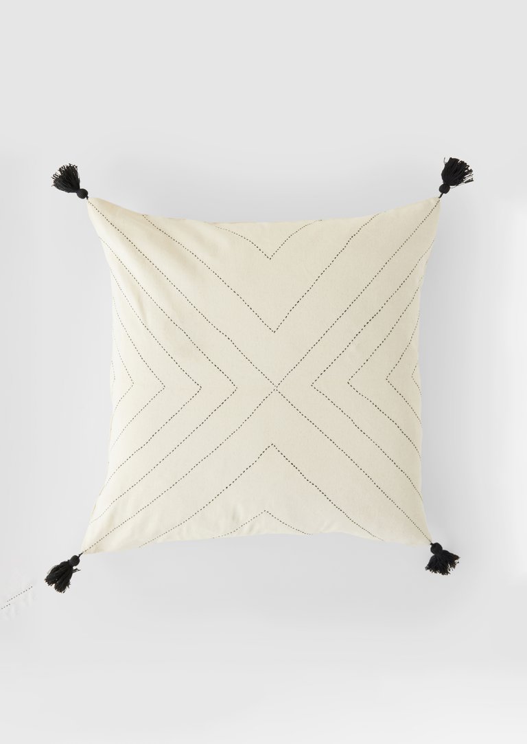 Organic Cotton Geo Tassel Throw Pillow Cover
