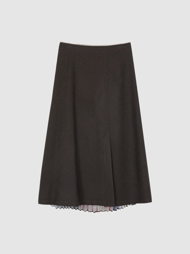 Asymmetric Pleats Combo Skirt