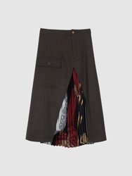 Asymmetric Pleats Combo Skirt