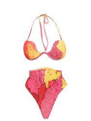Gura Corset Waist Bikini Bottom - Red/Yellow