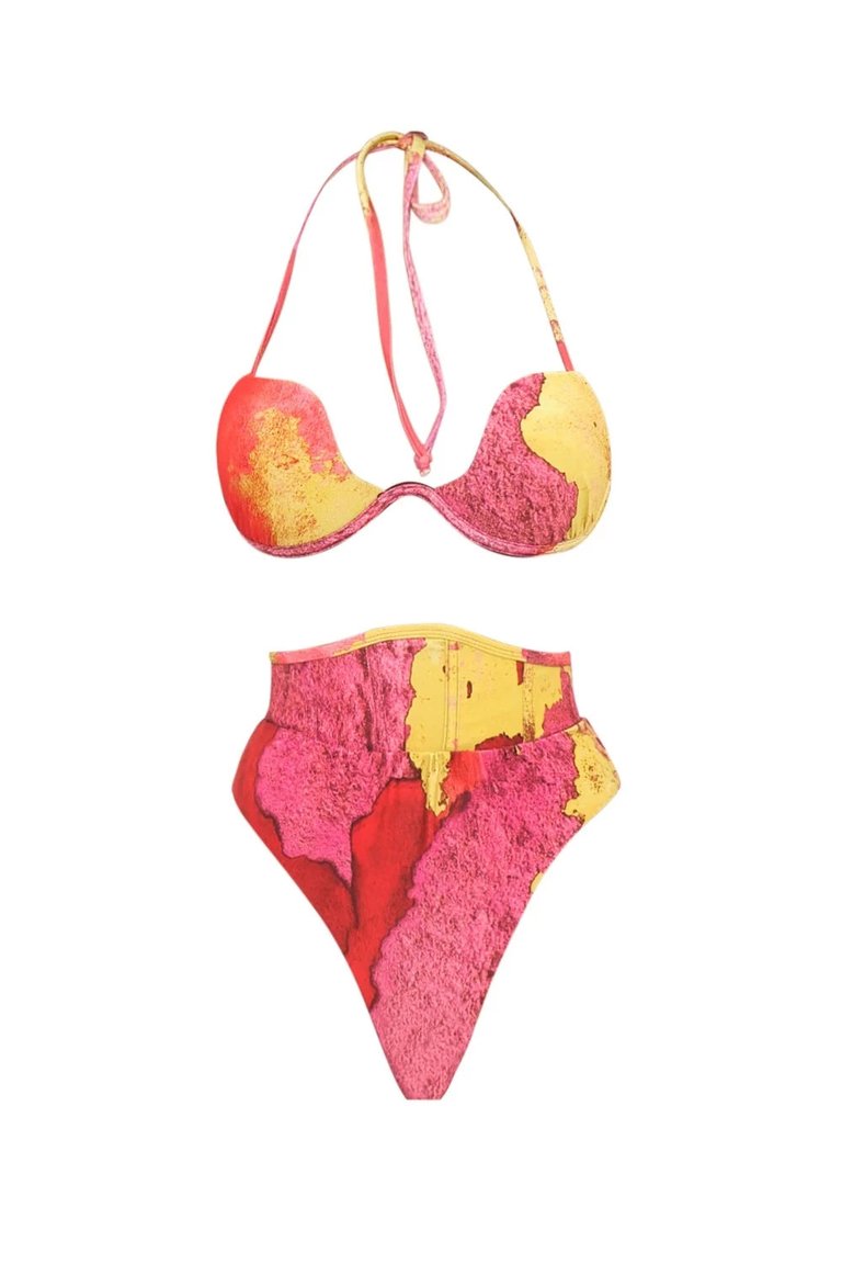 Gura Corset Waist Bikini Bottom - Red/Yellow