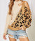 Buckle Cold Shoulder Sweater - Leopard