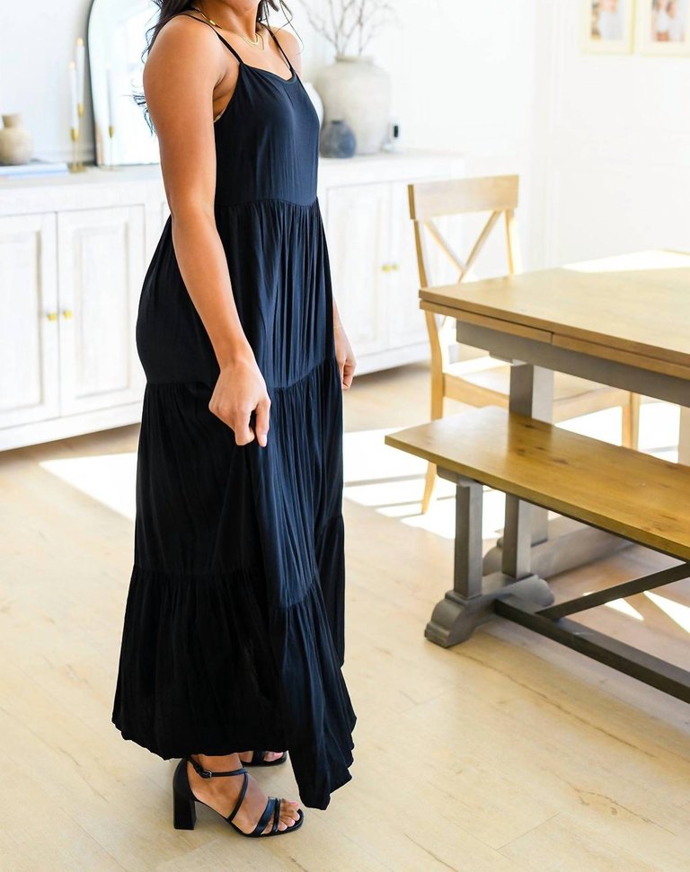 Classically Cool Tiered Maxi Dress In Black