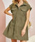 Corduroy Button Up Dress In Olive - Olive