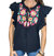 Embroidered Top In Black - Black