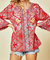 Embroidered Top With Bell Sleeves - Red Multi