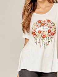 Floral Lips Tee - White