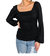 Gathered Long Sleeve Top In Black - Black