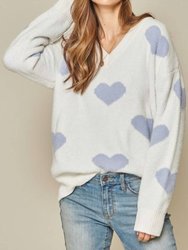 Heart Sweater - Ivory/Placid Blue - Ivory/Placid Blue