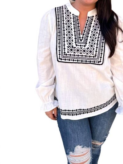 ANDREE BY UNIT Judy Geometric Embroidered Top In Ivory product