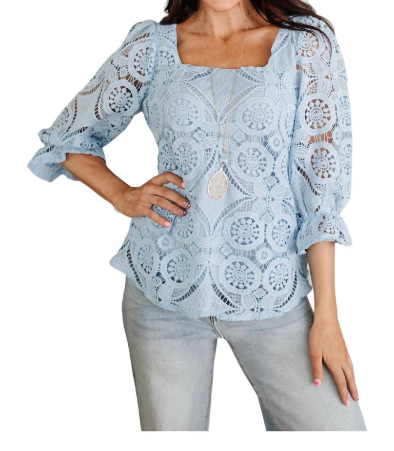 Lace Surprise Blouse In Blue - Blue