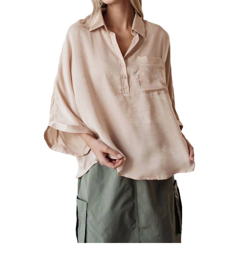 Oversized Dolman Sleeve Top In Champagne - Champagne