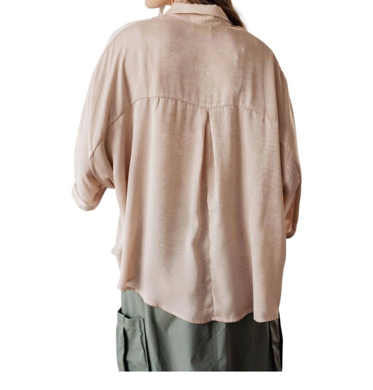 Oversized Dolman Sleeve Top In Champagne