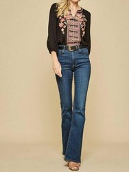Tunic Embroidery Top - Black