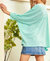 V-Neck Tunic Poncho Top In Mint Green