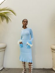 Baby Blue Knit Skirt With Handmade Details