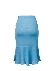 Baby Blue Knit Skirt With Handmade Details