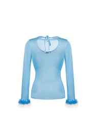 Baby Blue Knit Top With Handmade Knit Details