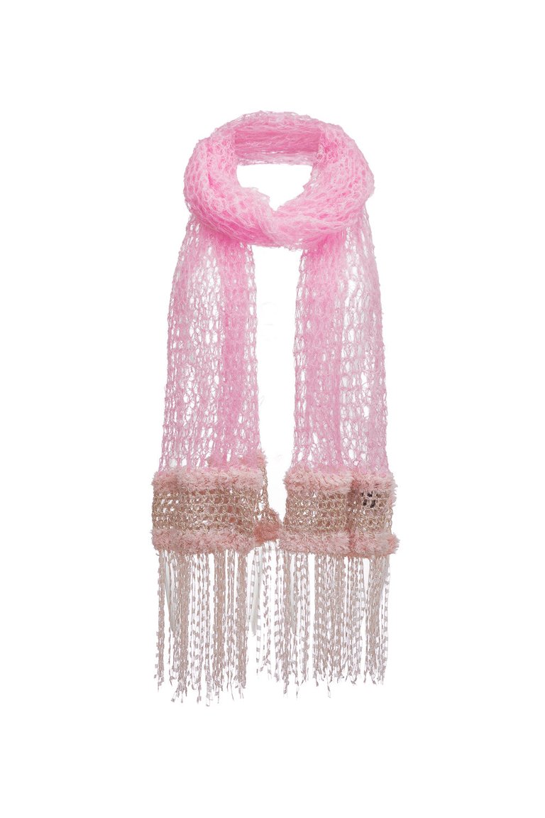 Baby Pink Cashmere Handmade Knit Shawl - Pink