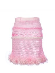 Baby Pink Handmade Knit Midi Skirt
